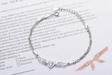 Angel Wings & Crystal Heart Bracelet Wedding Birthday Gift 925 Silver