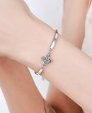 Lucky Clover Crystal Bangle Bracelet 925 Silver Jewelry