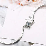 Lucky Clover Crystal Bangle Bracelet 925 Silver Jewelry