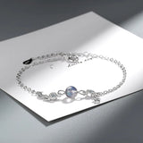 Elegance Moonlight Stone Moon & Star Bracelet 925 Silver Jewelry