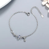 Elegance Moonlight Stone Moon & Star Bracelet 925 Silver Jewelry