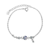 Elegance Moonlight Stone Moon & Star Bracelet 925 Silver Jewelry