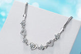 Elegance Pave & Openwork Heart Bracelet 925 Silver Jewelry