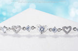 Elegance Pave & Openwork Heart Bracelet 925 Silver Jewelry