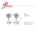 925 Silver Drop Earrings with CZ Stones & Pearls for Women Wedding