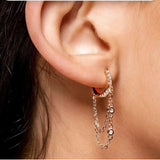 Elegance Tassel Chain Earrings Vermeil 925 Sterling Silver Women Jewelry