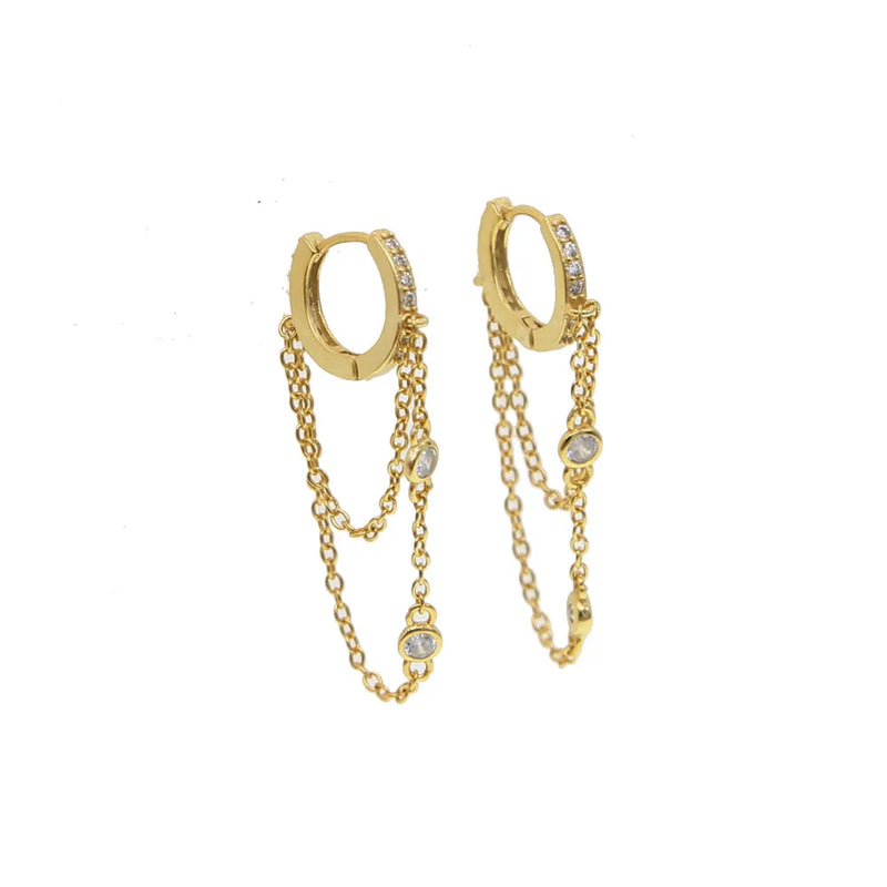 Elegance Tassel Chain Earrings Vermeil 925 Sterling Silver Women Jewelry