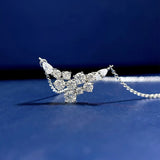 925 Sterling Silver Diamond Wing Chain Necklace for Women