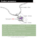 925 Silver Heart Necklace w/ Purple Zircon Crystal Pendant