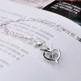 925 Silver Heart Necklace w/ Purple Zircon Crystal Pendant