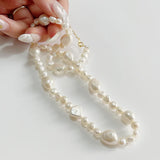 925 Silver Dysmorphism Baroque Pearls Pendant Necklace C-B870