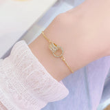 14k Zircon Adjustable Bracelet, Waterproof Chain Jewelry