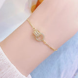 14k Zircon Adjustable Bracelet, Waterproof Chain Jewelry