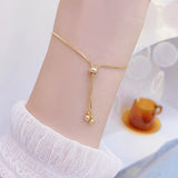 14k Zircon Adjustable Bracelet, Waterproof Chain Jewelry