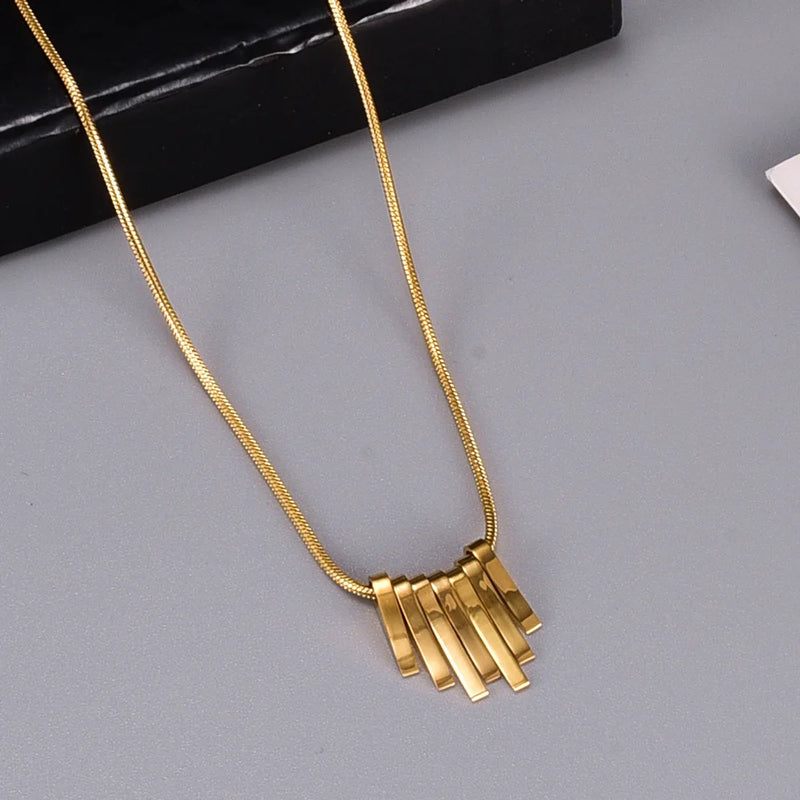 18K Yellow Necklace Small Square Clavicle Chain Women Ins Jewelry