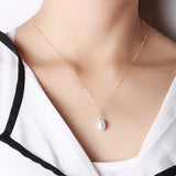 18k Freshwater Pearl Pendant - 9-10mm AAAA Water Drop Pearl - Women Gift