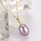 18k Freshwater Pearl Pendant - 9-10mm AAAA Water Drop Pearl - Women Gift