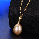 18k Freshwater Pearl Pendant - 9-10mm AAAA Water Drop Pearl - Women Gift