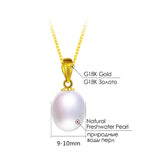 18k Freshwater Pearl Pendant - 9-10mm AAAA Water Drop Pearl - Women Gift