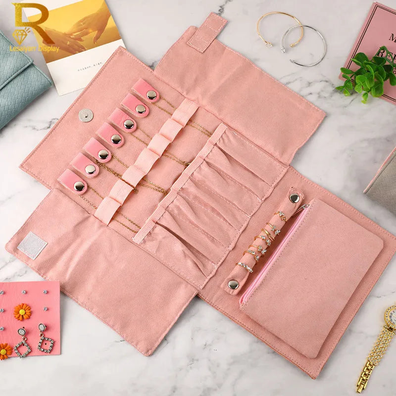 Velvet Jewelry Organizer Travel Bag for Necklaces Rings Earrings