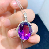 4 Carats Amethyst Gem Pendant Necklace 925 Silver Jewelry