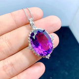 4 Carats Amethyst Gem Pendant Necklace 925 Silver Jewelry