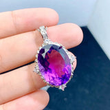 4 Carats Amethyst Gem Pendant Necklace 925 Silver Jewelry