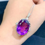 4 Carats Amethyst Gem Pendant Necklace 925 Silver Jewelry