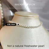 4mm Shell Pearl Necklace 40-60cm 925 Sterling Silver Chain Classic Jewelry