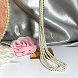 4mm 3-Layer Shell Pearl Necklace 925 Silver Classic Jewelry