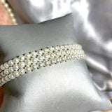 4mm 3-Layer Shell Pearl Necklace 925 Silver Classic Jewelry