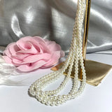 4mm 3-Layer Shell Pearl Necklace 925 Silver Classic Jewelry