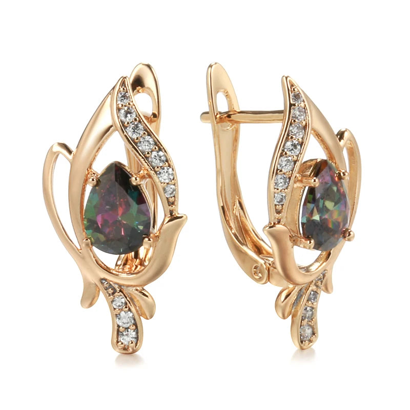Rose Vintage Drop Earrings with Zircon Gradient