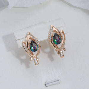 Rose Vintage Drop Earrings with Zircon Gradient
