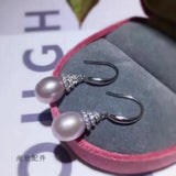Lavender Pearl Drop Earring 925s 9-10mm South Sea