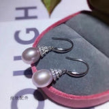 Lavender Pearl Drop Earring 925s 9-10mm South Sea