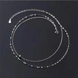 925 Silver Necklace Double Round Bead Pendant Choker NK080