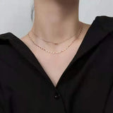 925 Silver Necklace Double Round Bead Pendant Choker NK080