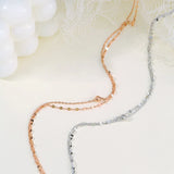 925 Silver Necklace Double Round Bead Pendant Choker NK080