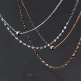 925 Silver Necklace Double Round Bead Pendant Choker NK080