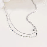 925 Silver Necklace Double Round Bead Pendant Choker NK080
