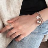 925 Silver Love Letter Heart Double Layer Bracelet Thai Silver
