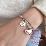 925 Silver Love Letter Heart Double Layer Bracelet Thai Silver Retro Jewelry