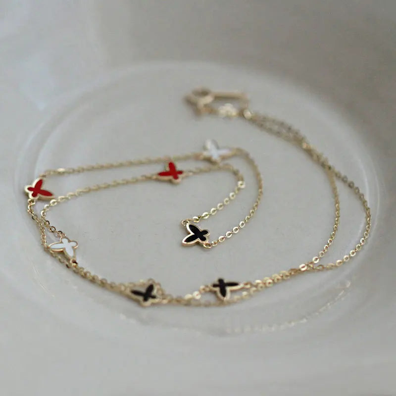 925 Silver Butterfly Pendant Necklace Choker Women Girl Fine Jewelry