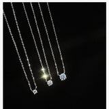 925 Silver Zircon Geometry Necklace 0.3/0.4/0.5cm O-Chain Women Gift