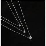 925 Silver Zircon Geometry Necklace 0.3/0.4/0.5cm O-Chain Women Gift