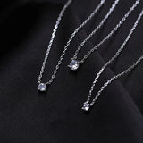 925 Silver Zircon Geometry Necklace 0.3/0.4/0.5cm O-Chain Women Gift