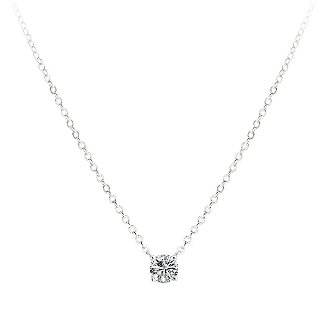 925 Silver Zircon Geometry Necklace 0.3/0.4/0.5cm O-Chain Women Gift