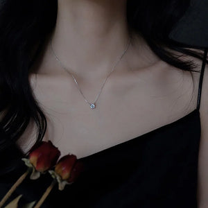 925 Silver Zircon Geometry Necklace 0.3/0.4/0.5cm O-Chain Women Gift
