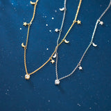 925 Silver Moon Star Pendant Necklace Women Star Chokers